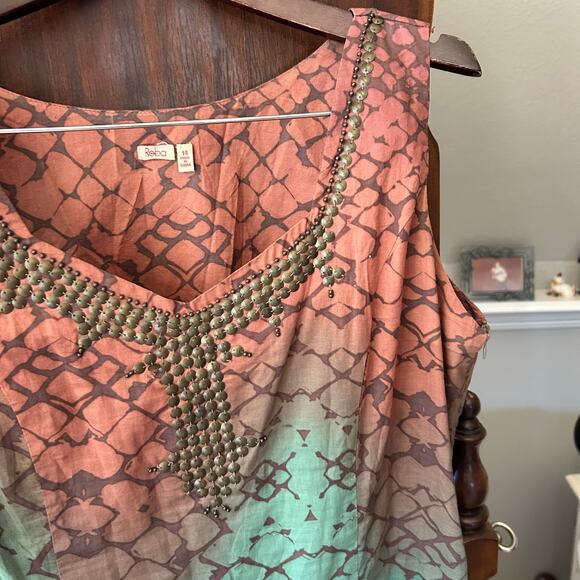 Reba Southwestern Peasant Prairie Dress size 14 FALL beaded broomstick skirt - Picture 4 of 12